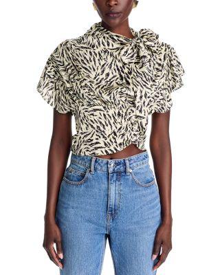 Aiko Printed Tie Neck Blouse Product Image