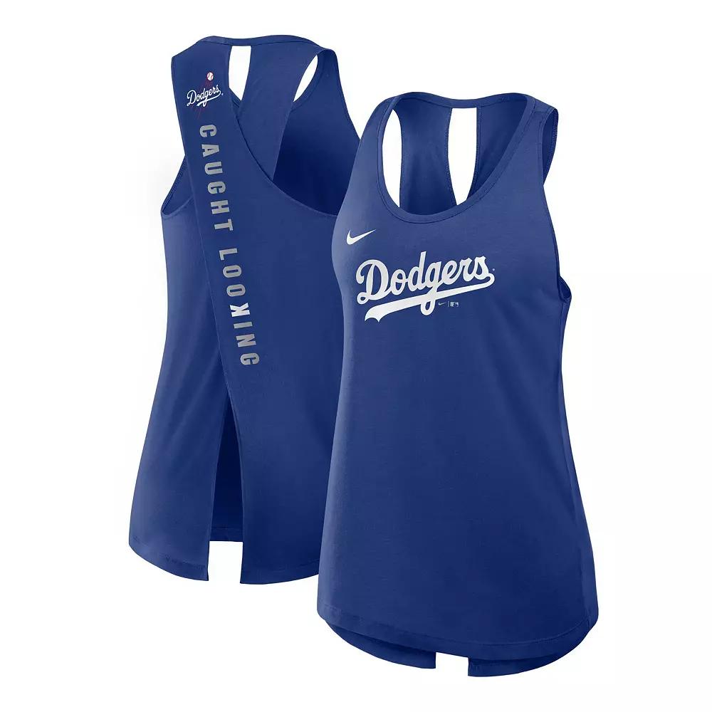 Women's Nike Royal Los Angeles Dodgers Crisscross Performance Tank Top,  Product Image