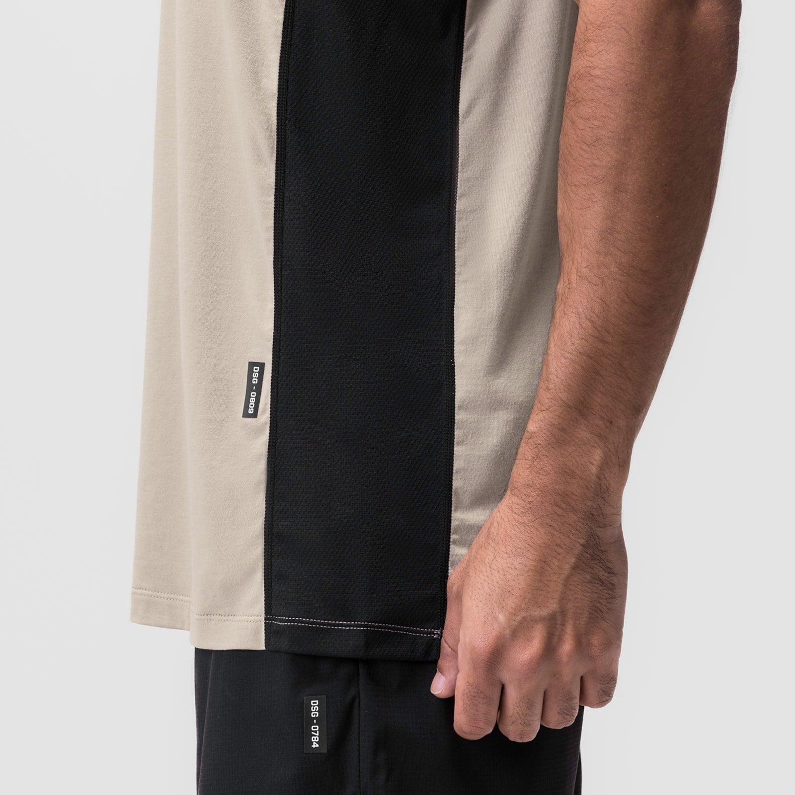 0809. Supima® Mesh Panel Training Singlet - Sand Smoke Product Image