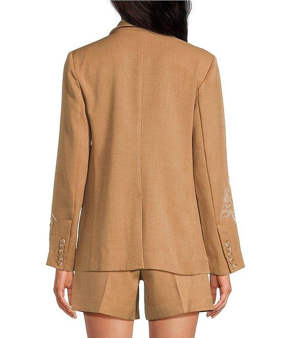 Sam Edelman Coordinating Fallon Slim Stretch Embroidered Twill Notch Lapel Two Button Blazer Product Image
