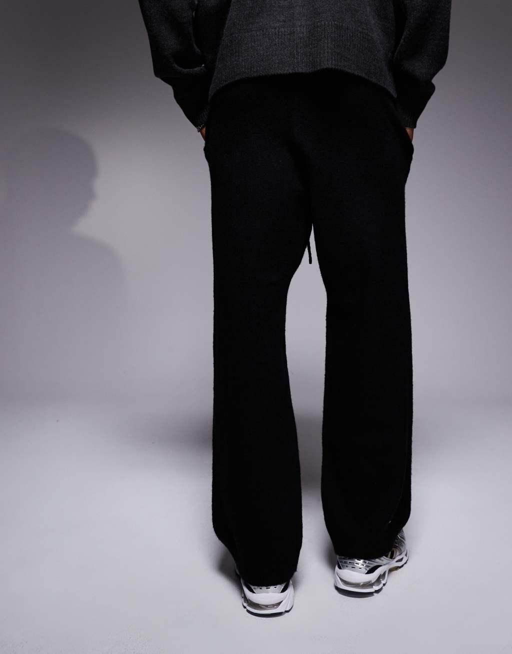 ADPT knitted loose fit sweatpants in black Product Image