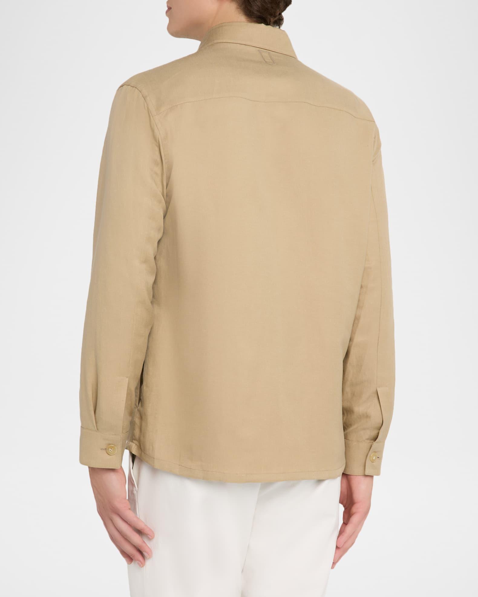 Men's Linen and Silk Button-Front Overshirt Product Image