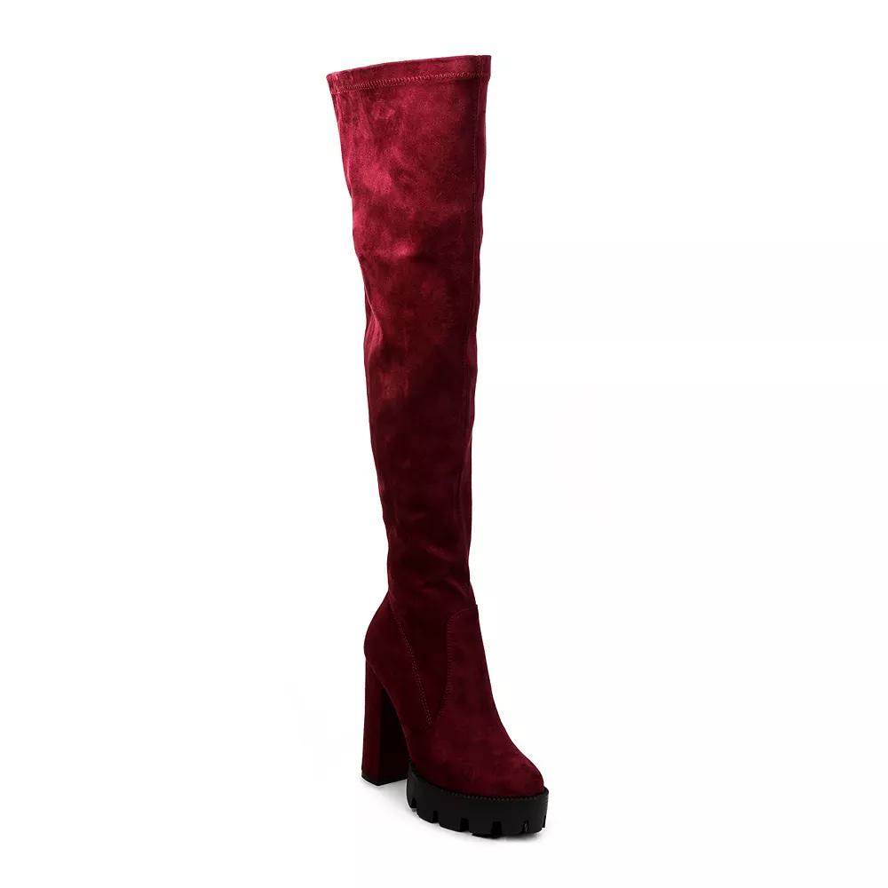 London Rag Maple Women's Knee High Block Heel Boots,  Product Image