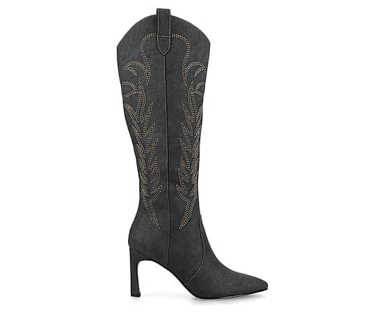 Journee Laramie Women's Stiletto Knee-High Embroidered Boots,  Product Image