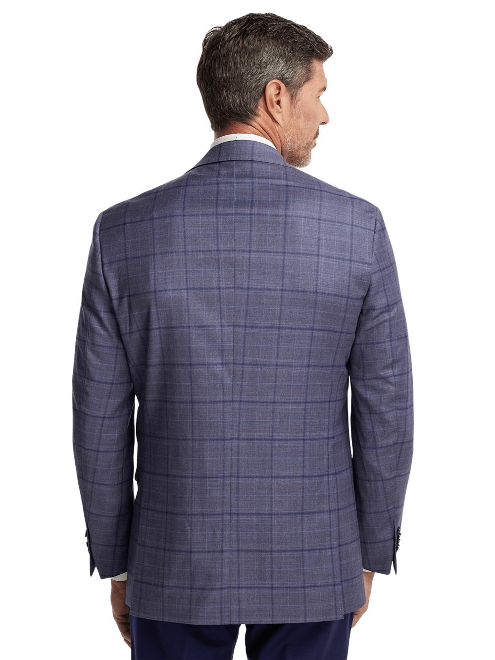 Wool Stretch Windowpane Single Breasted Notch Lapel Sport Coat - Purple Product Image