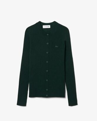 Rib Knit Merino Wool Cardigan Product Image