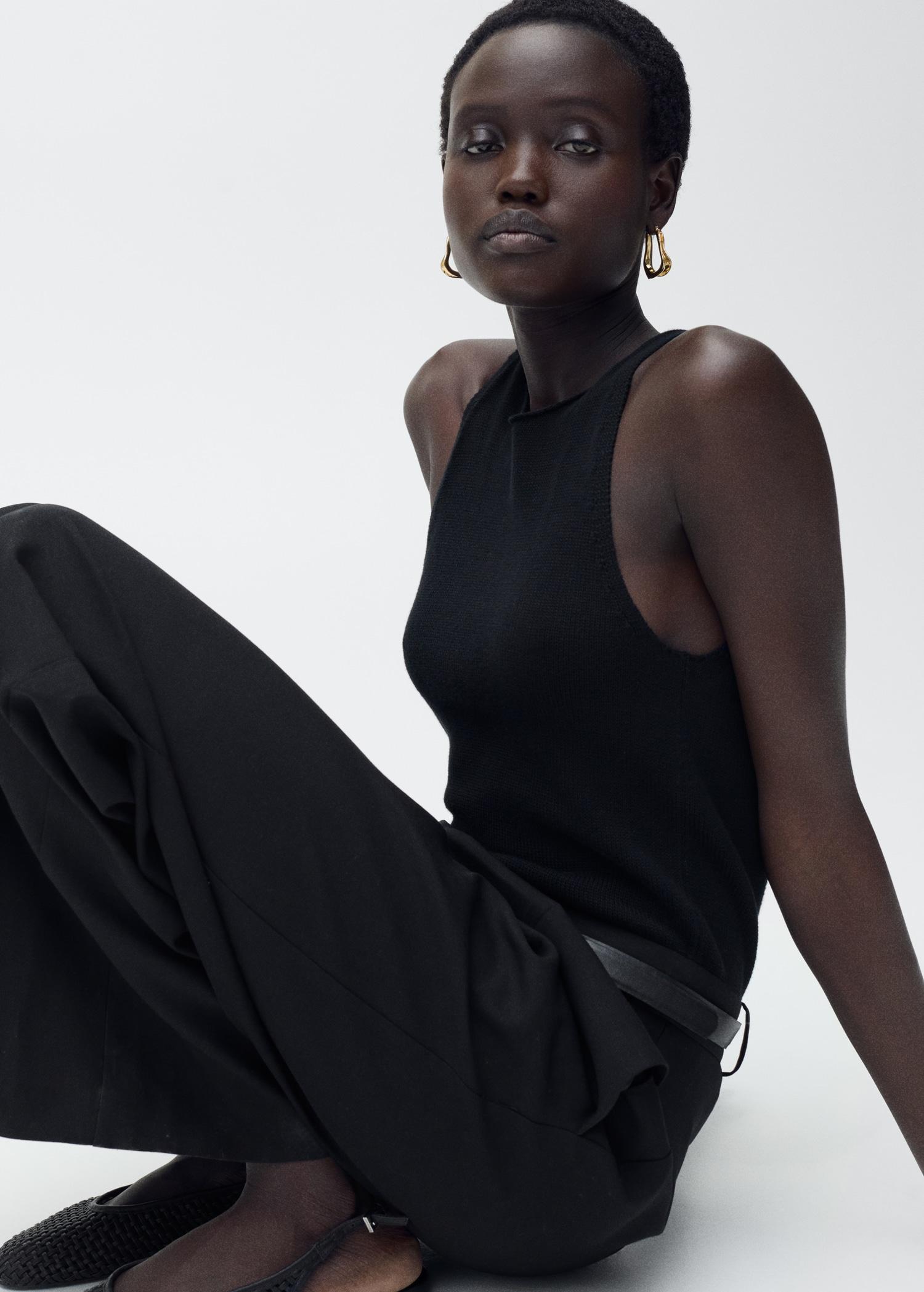 Combined-fabric jumpsuit with belt - Women | MANGO USA Product Image