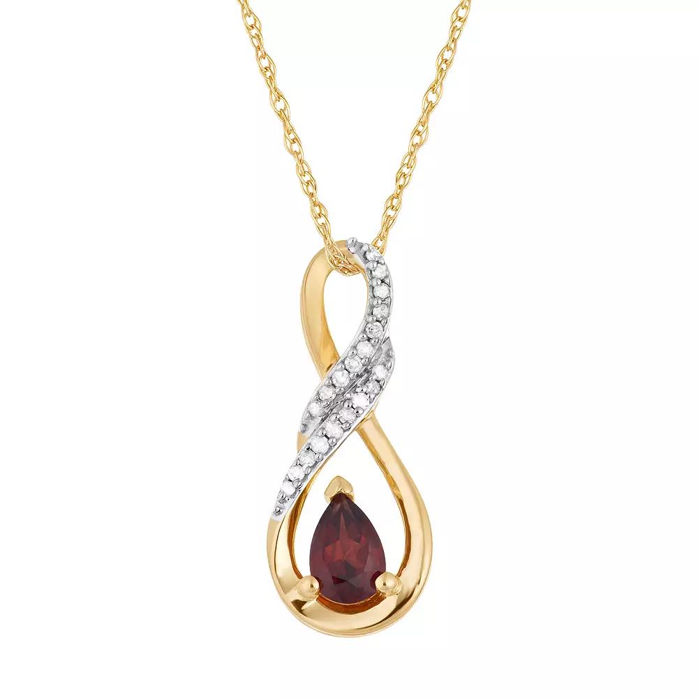 10k Gold Garnet & Diamond Accent Infinity Wrap Pendant, Women's, Size: 18" Product Image
