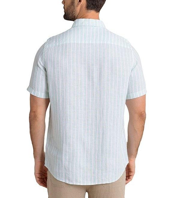 Southern Tide Crepe Myrtle Stripe Linen Short Sleeve Woven Shirt Product Image