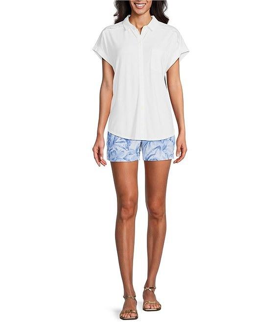 Tommy Bahama Kauai Hybrid Solid Stretch Jersey Camp Collar Short Sleeve Button Front Shirt Product Image