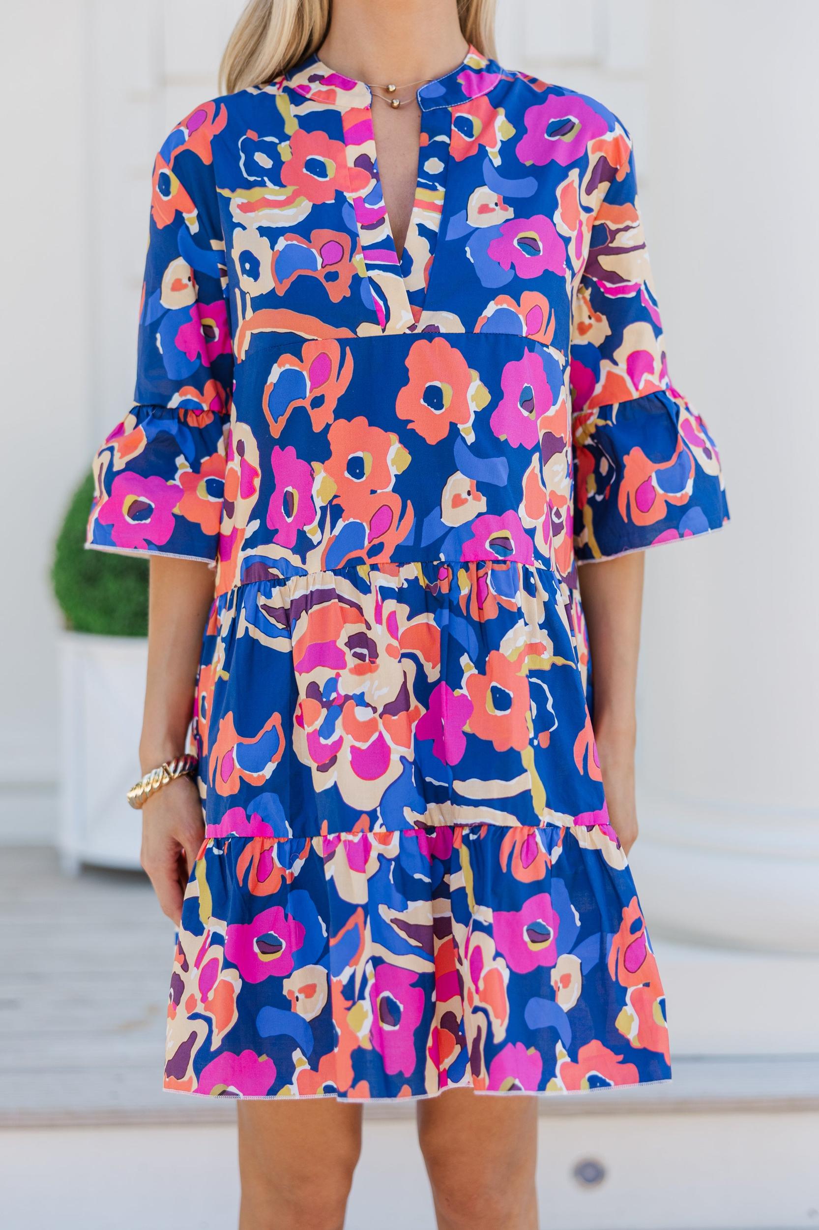 Feeling Like Love Navy Blue Floral Dress Female Product Image