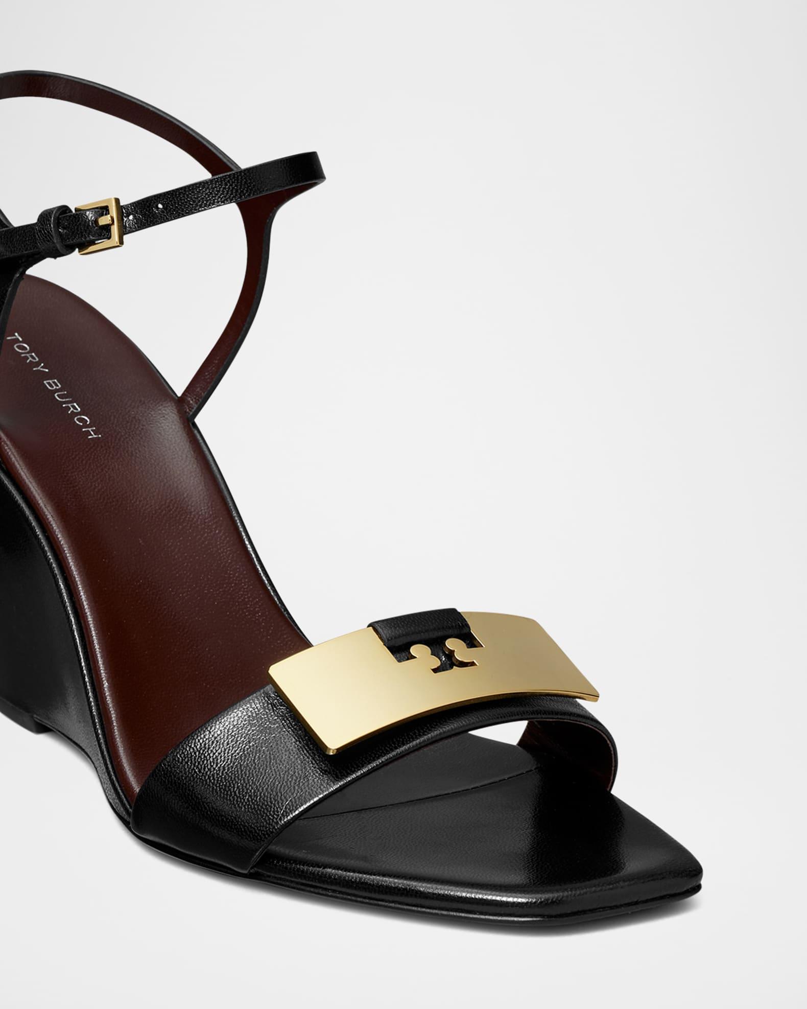 Gigi Leather Bar Wedge Sandals Product Image