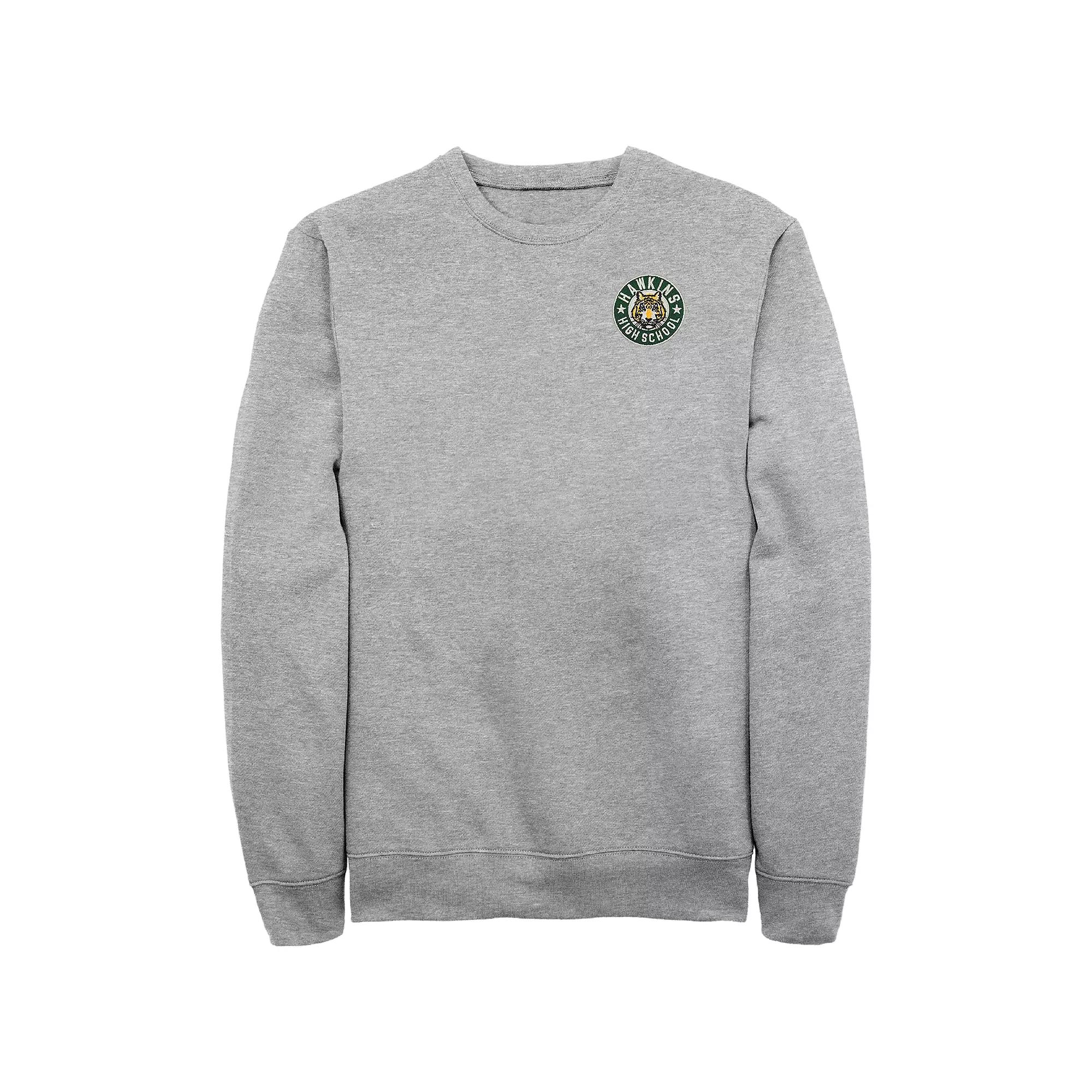 Men's Stranger Things Hawkins High School Badge Embroidered Sweatshirt, Size: Small, Athletic Grey Product Image