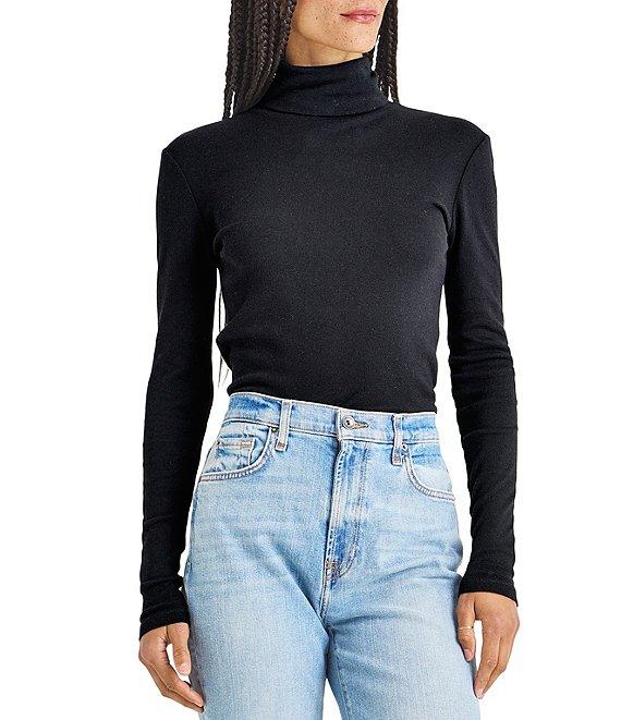 Splendid Ribbed Knit Turtleneck Long Sleeve Tee Product Image