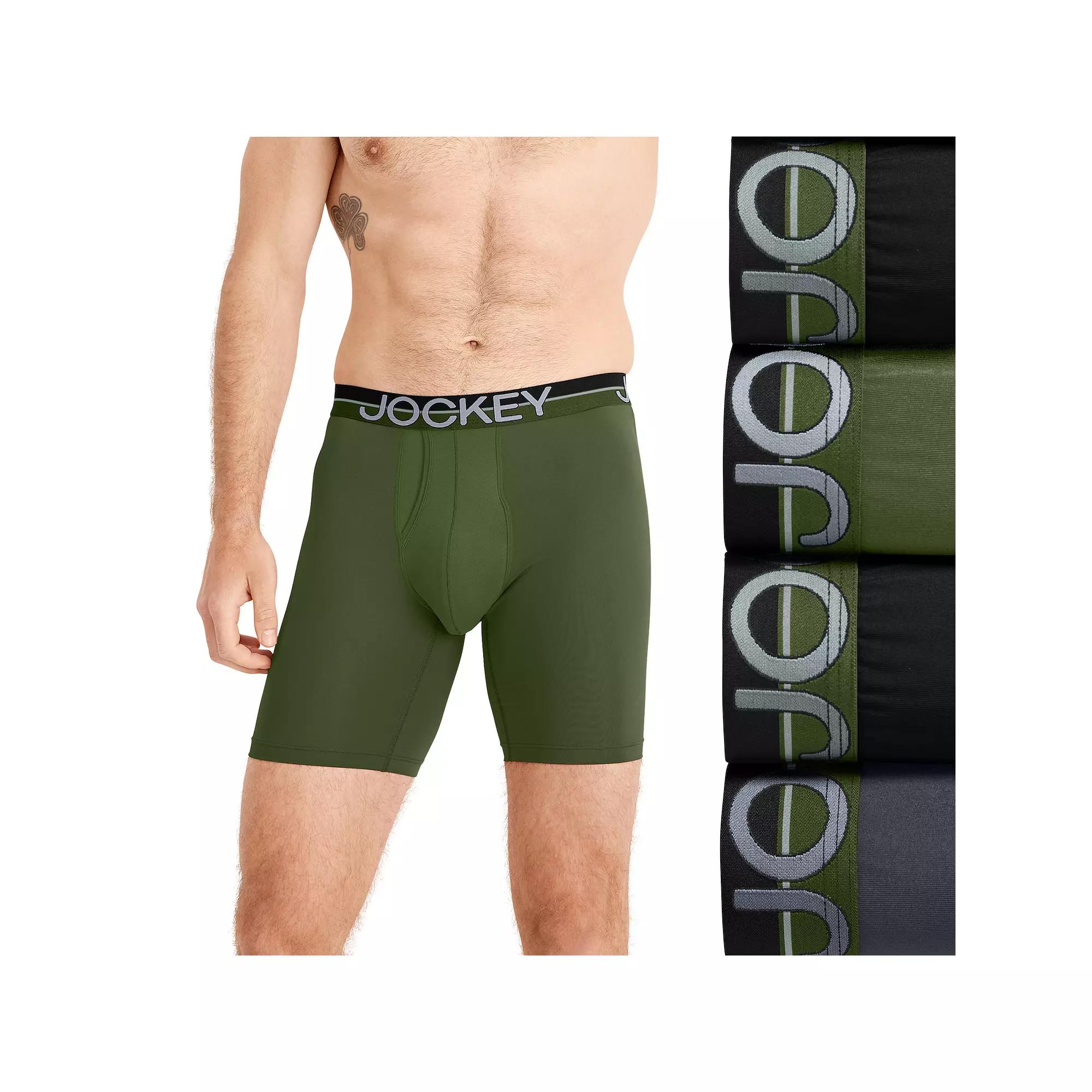 Men's Jockey® Infinite Cool Microfiber Stretch 8" Long Leg 3- Pack +1 Bonus Boxer Briefs, Size: Large, Blue Team Product Image