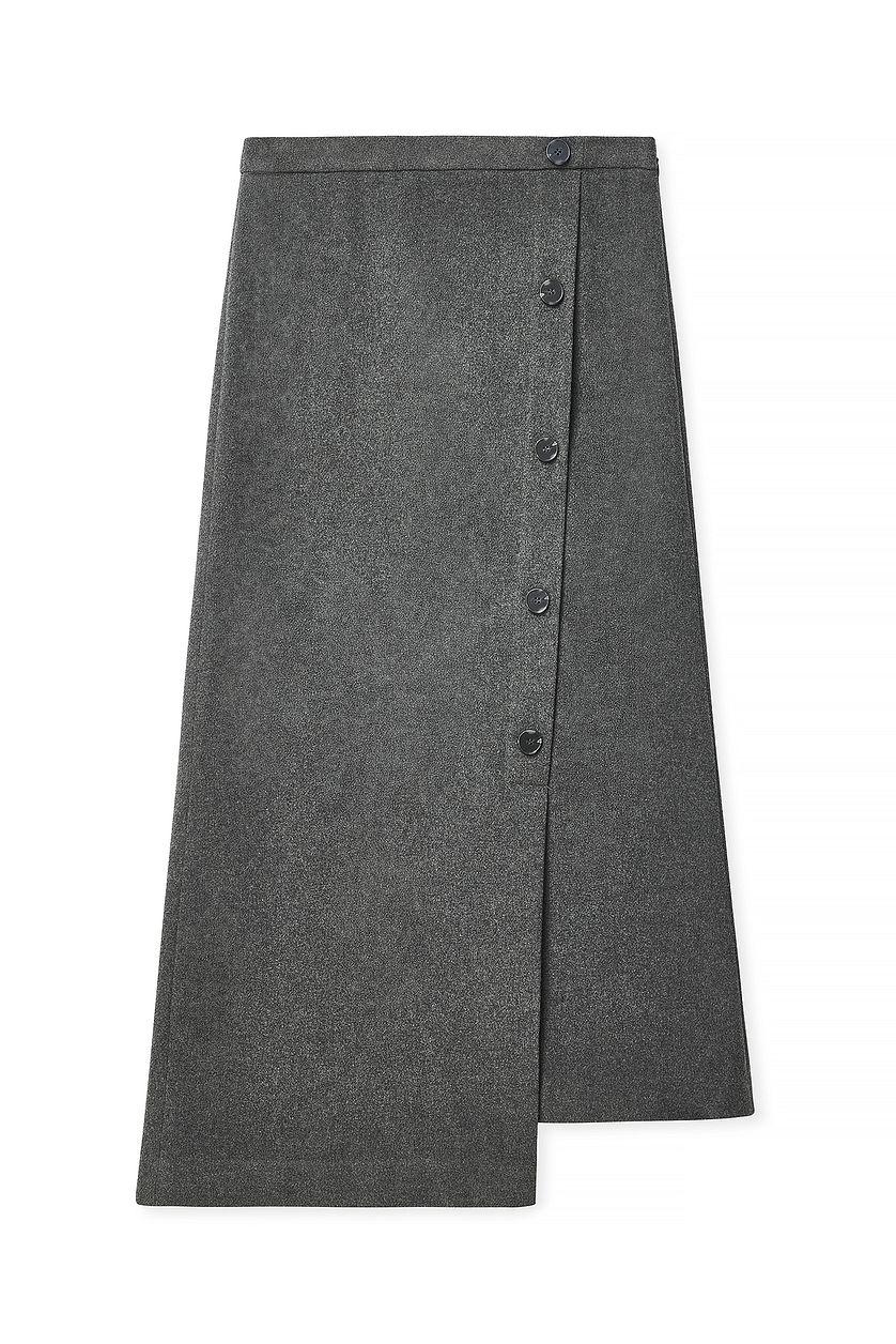 Asymmetric Buttoned Midi Skirt Product Image