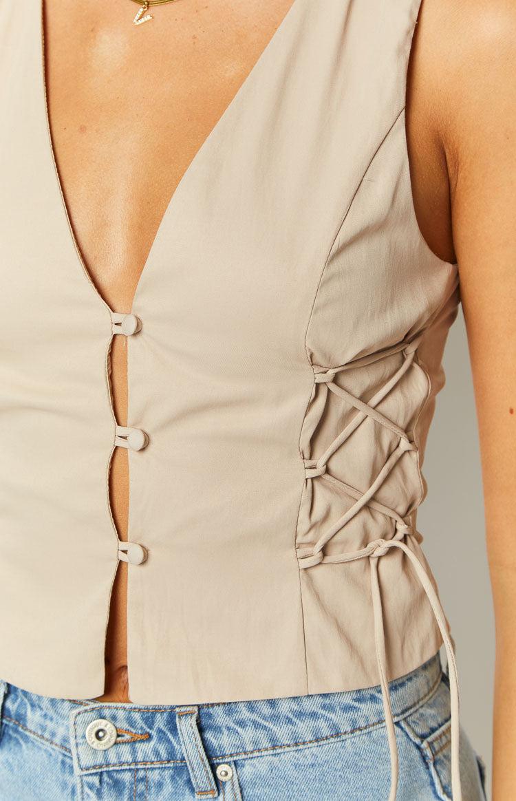 Luna Brown Vest Top Product Image