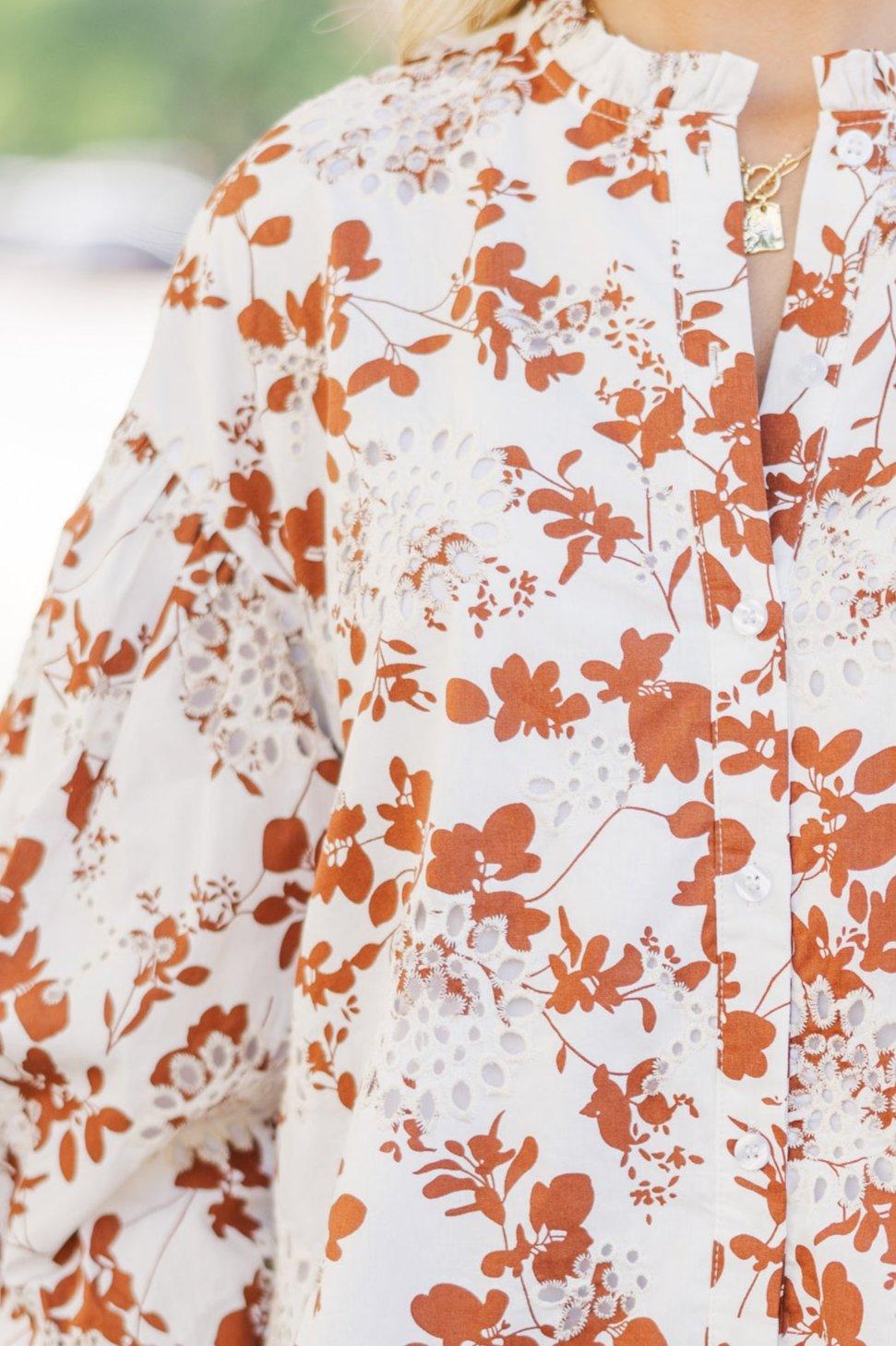 Take Your Turn Rust Orange Textured Blouse Female Product Image