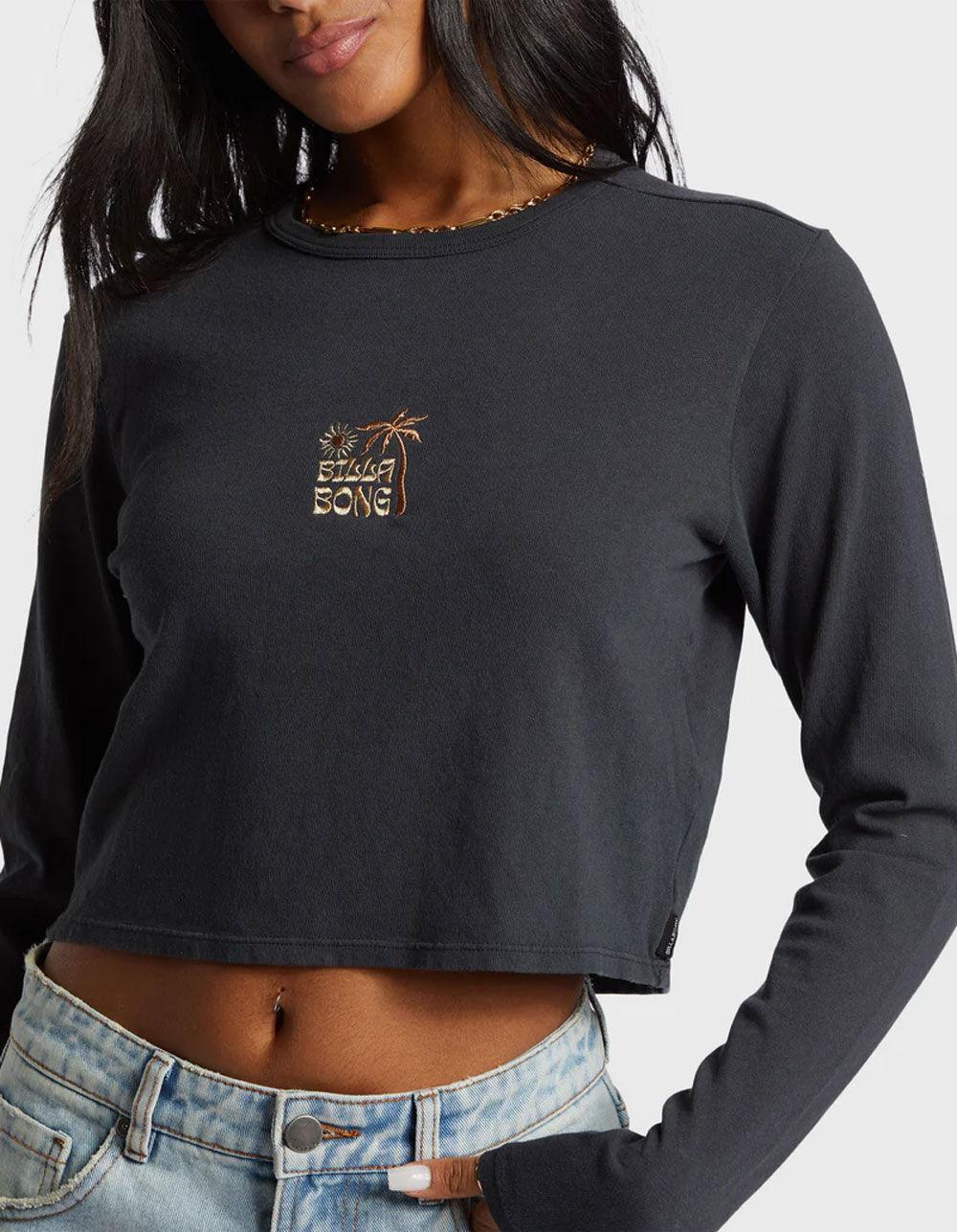 BILLABONG Tommy Womens Long Sleeve Crop Tee - BLACK Product Image