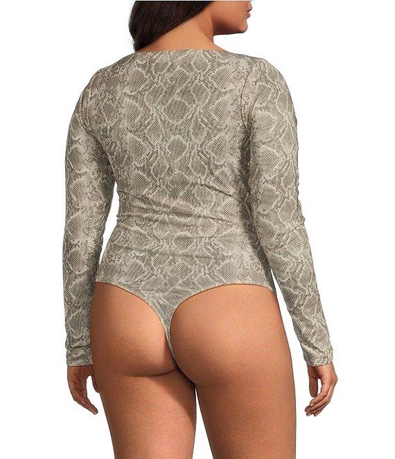 Good American Plus Size Mesh Boatneck Long Sleeve Bodysuit Product Image