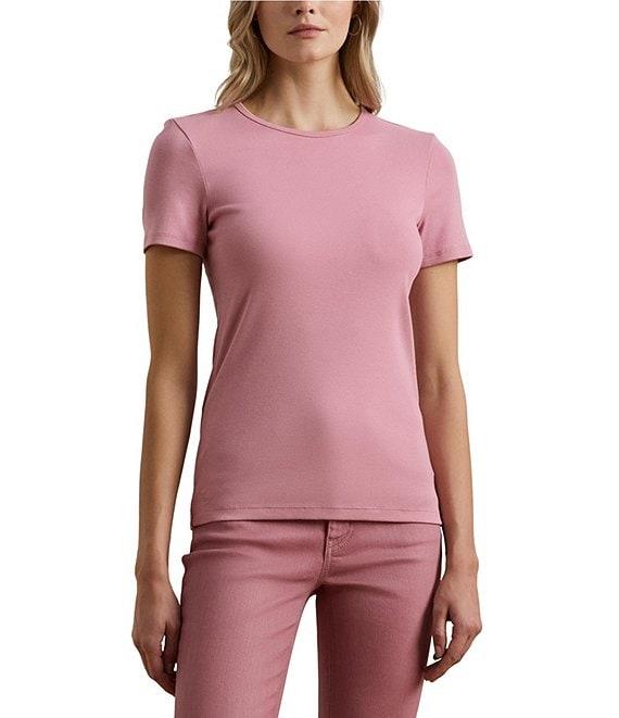 Lauren Ralph Lauren Stretch Knit Crew Neck Short Sleeve Tee Product Image