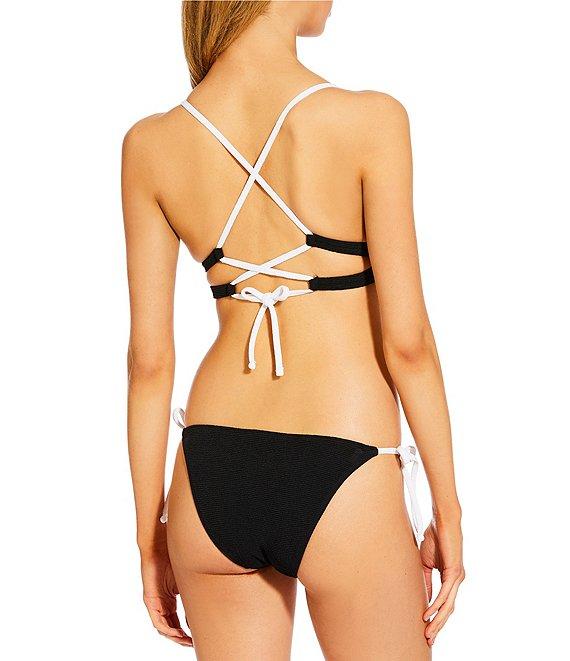GB Solid Scrunchie Trim Detail Tie Side Hipster Swim Bottom Product Image