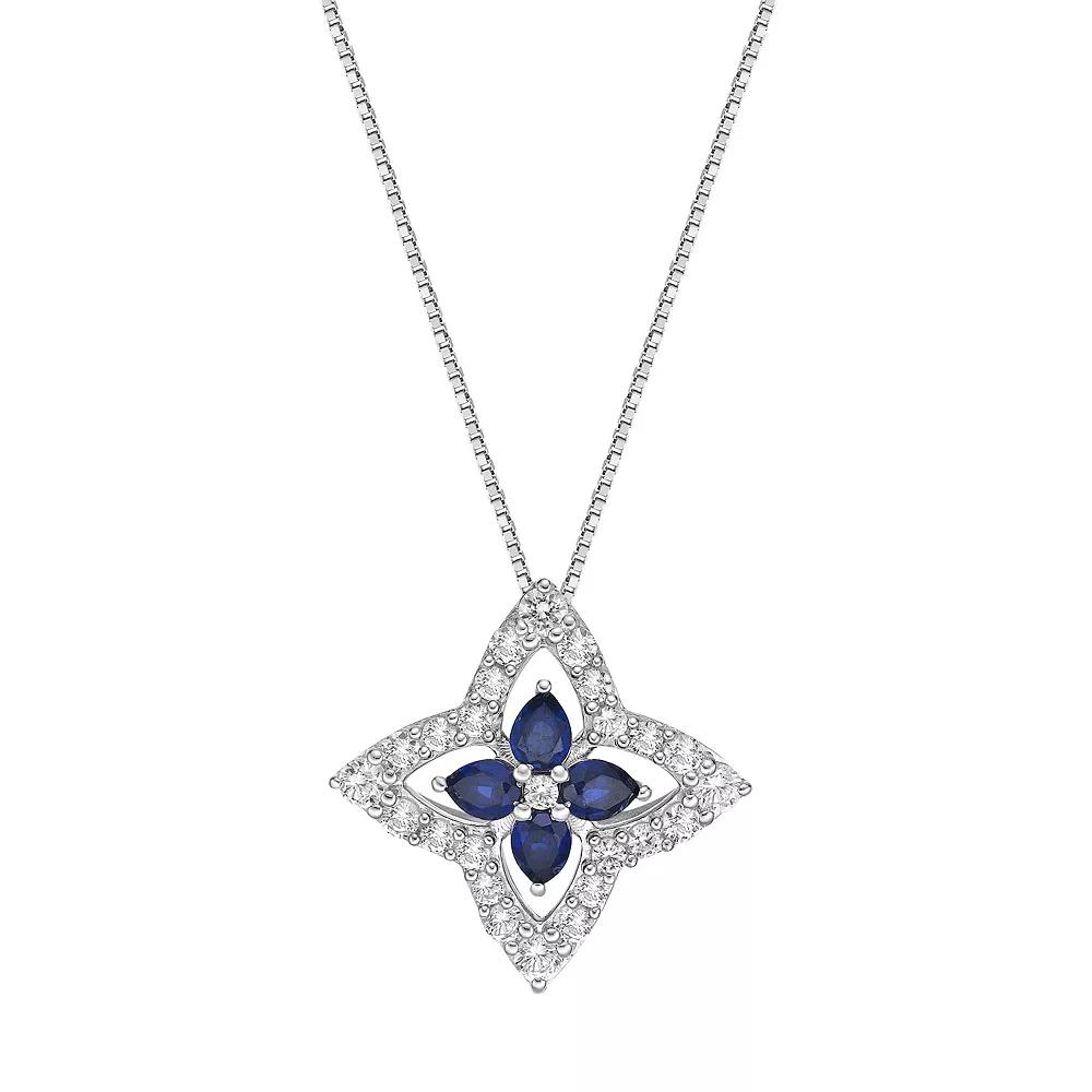 Gemminded Sterling Silver Lab-Created Blue Sapphire & Lab-Created White Sapphire Star Pendant, Women's, Size: 18" Product Image