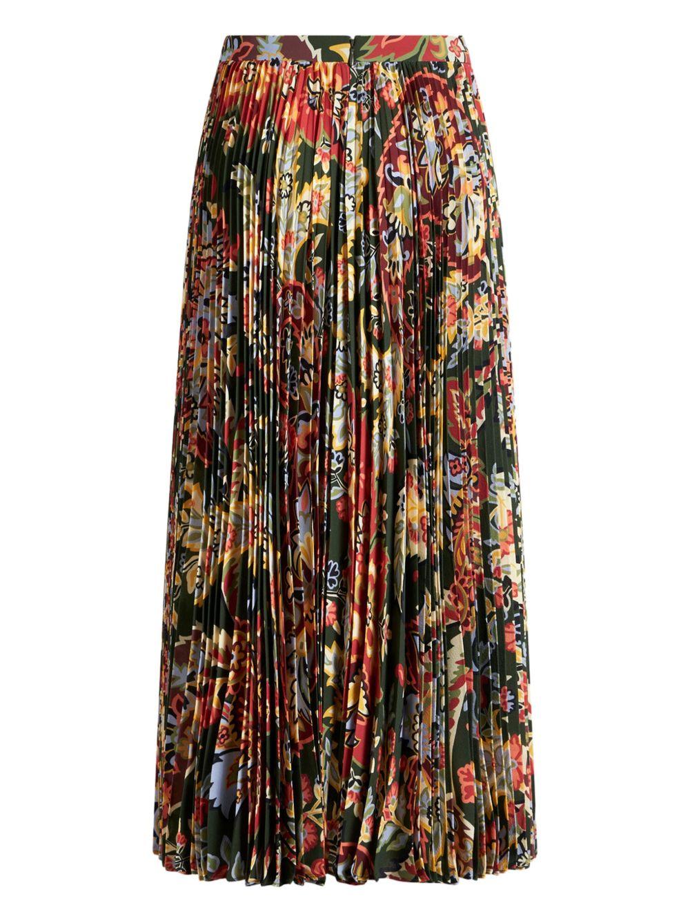 paisley-print pleated midi skirt Product Image