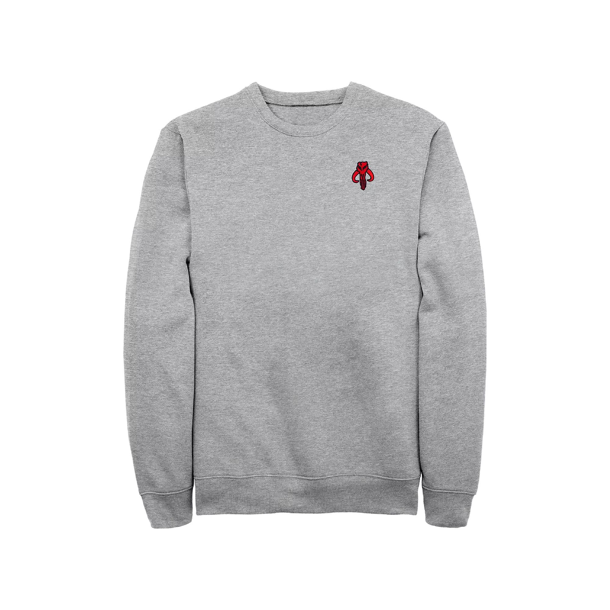 Men's Star Wars The Mandalorian Skull Embroidered Fleece Sweatshirt, Size: XXL, Athletic Grey Product Image