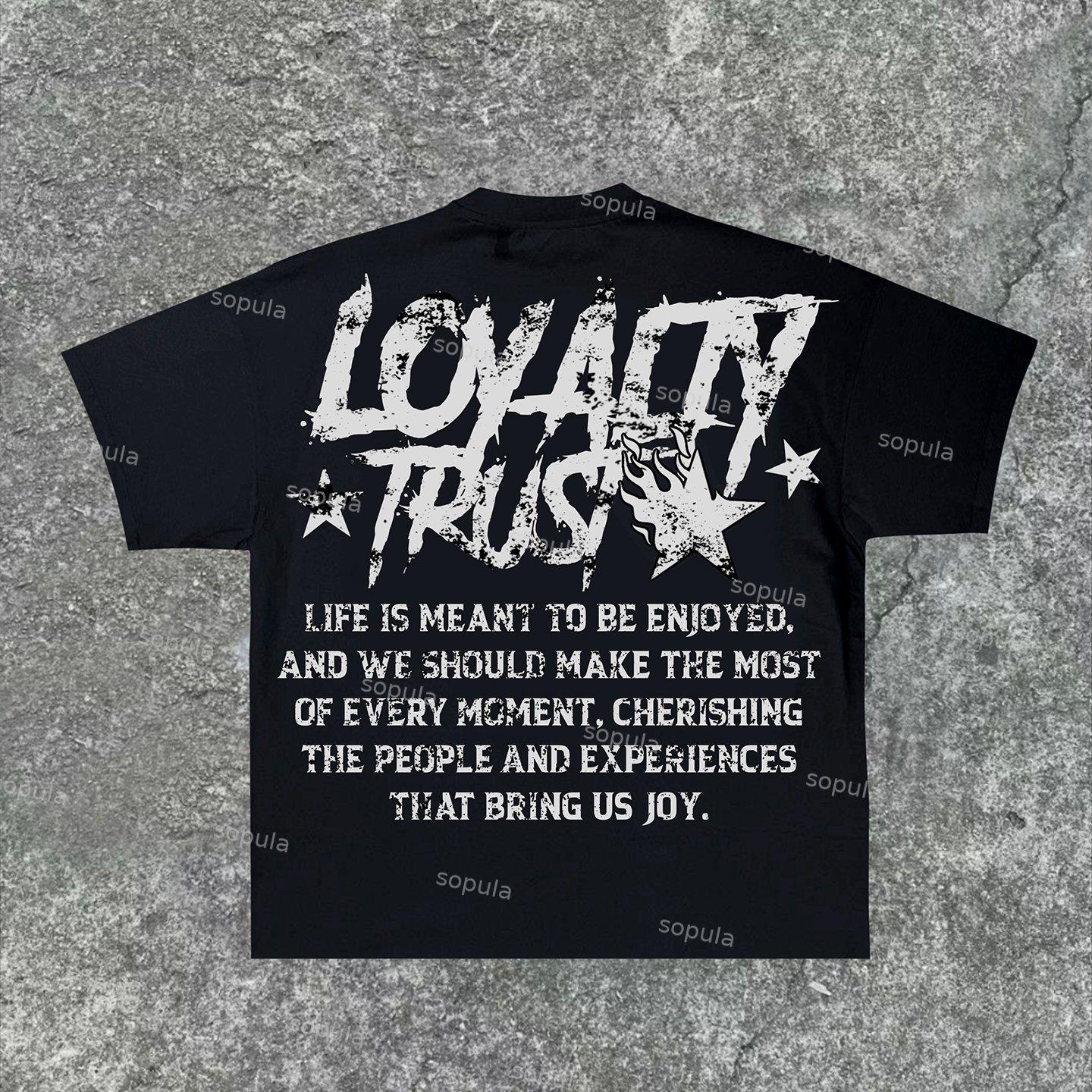 Sopula Trend Street Text Typesetting Print Cotton T-Shirt Product Image