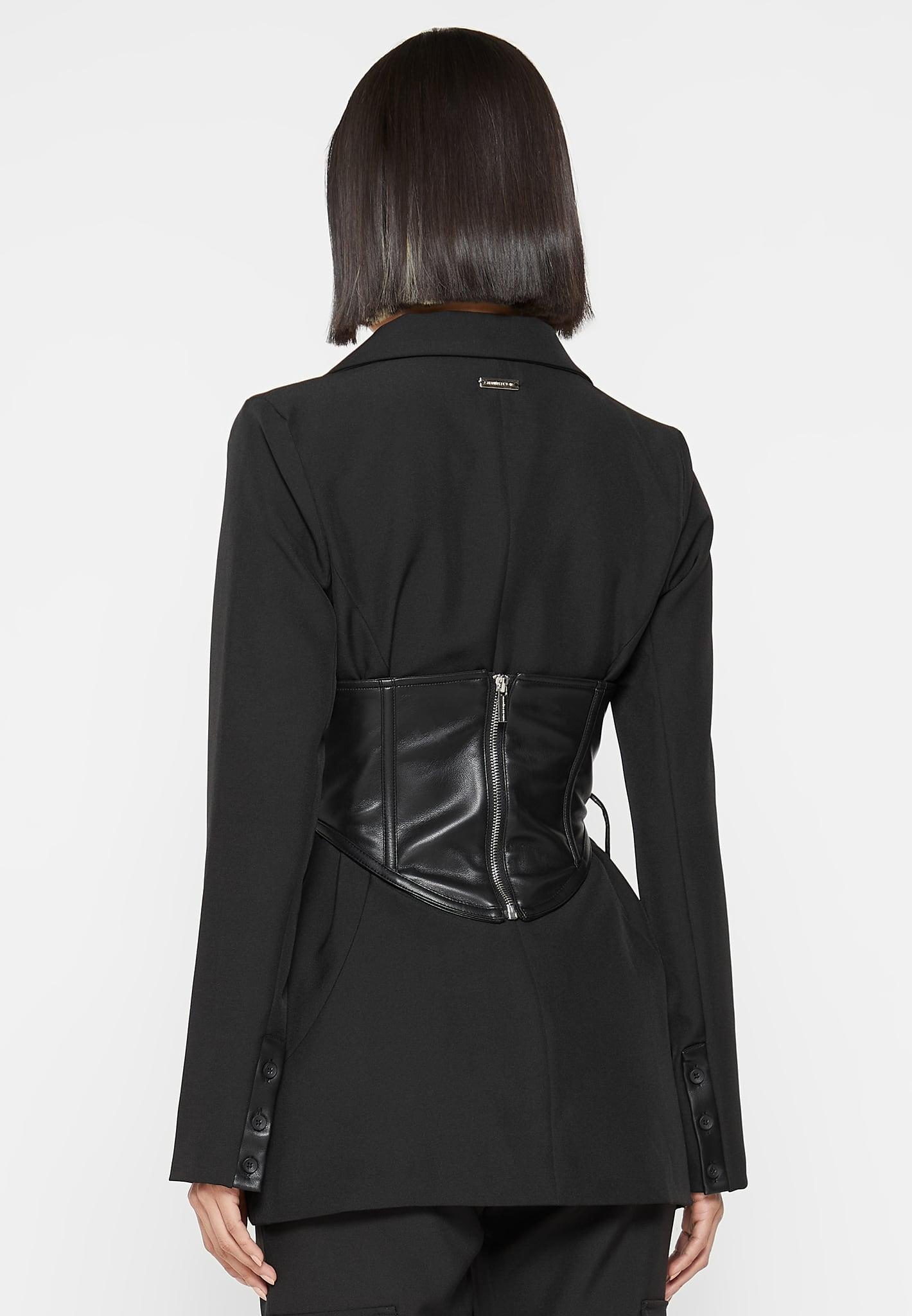 Blazer with Leather Corset - Black Female Product Image