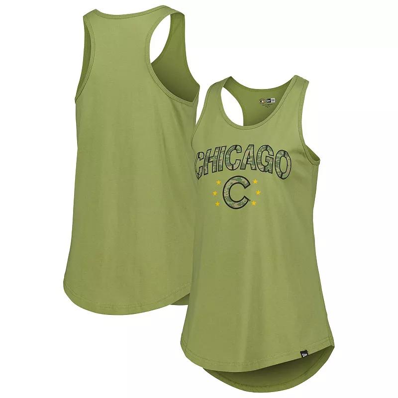 Women's New Era Olive Chicago Cubs Armed Forces Day Tank Top,  Product Image