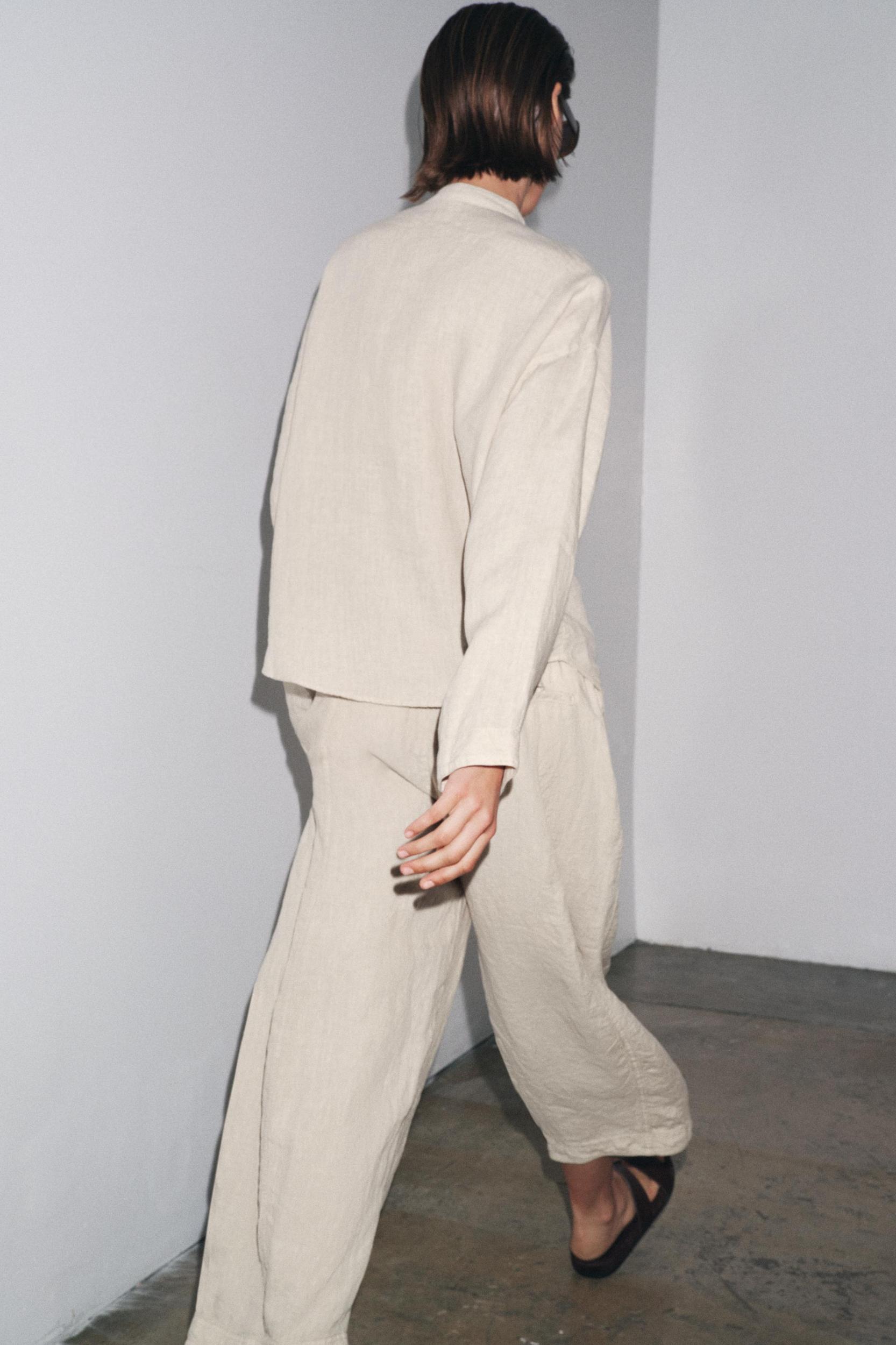 100% LINEN OVERSHIRT ZW COLLECTION Product Image