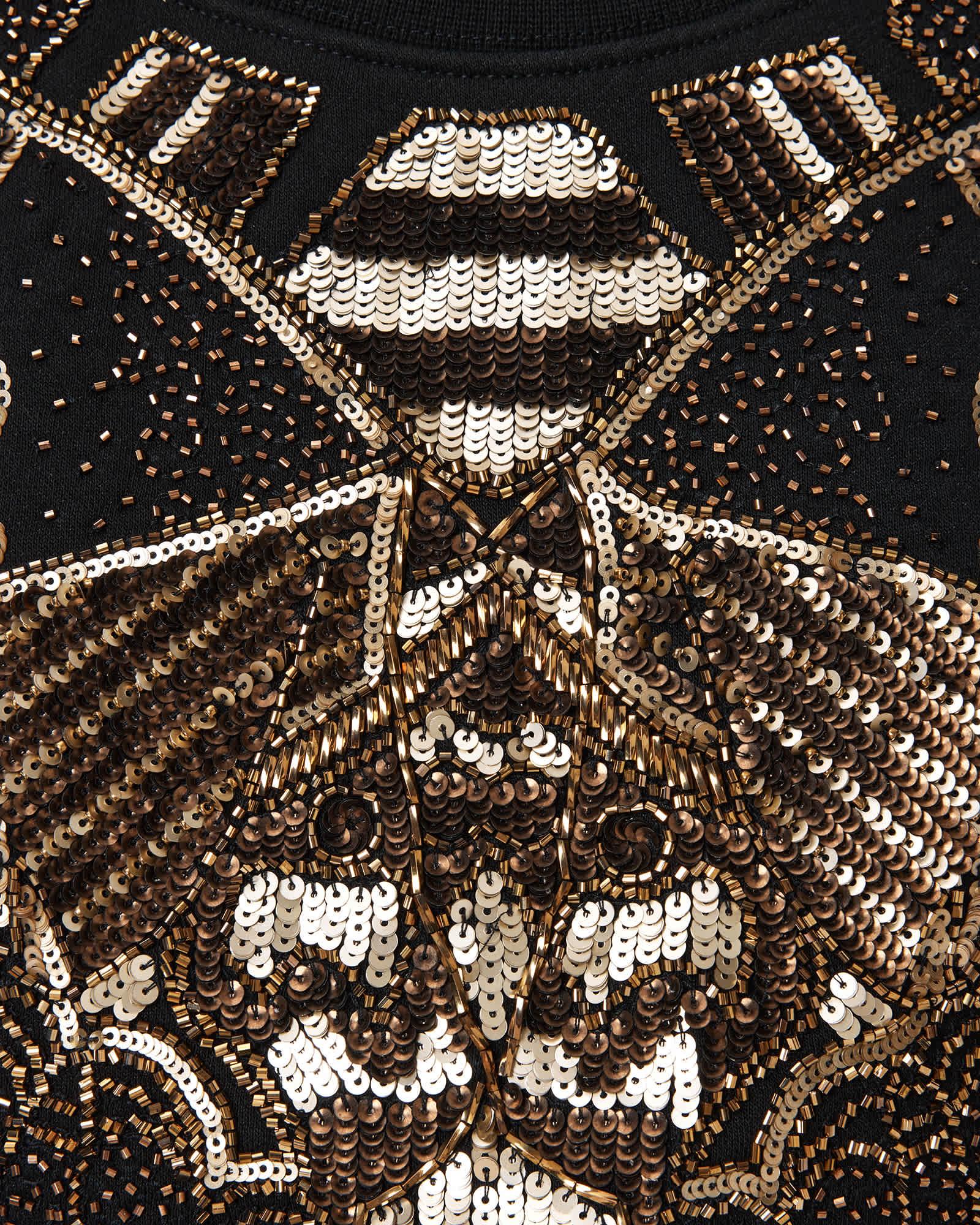 Glide Separo Embellished Sweatshirt BLACK/GOLD | ALLSAINTS US Product Image