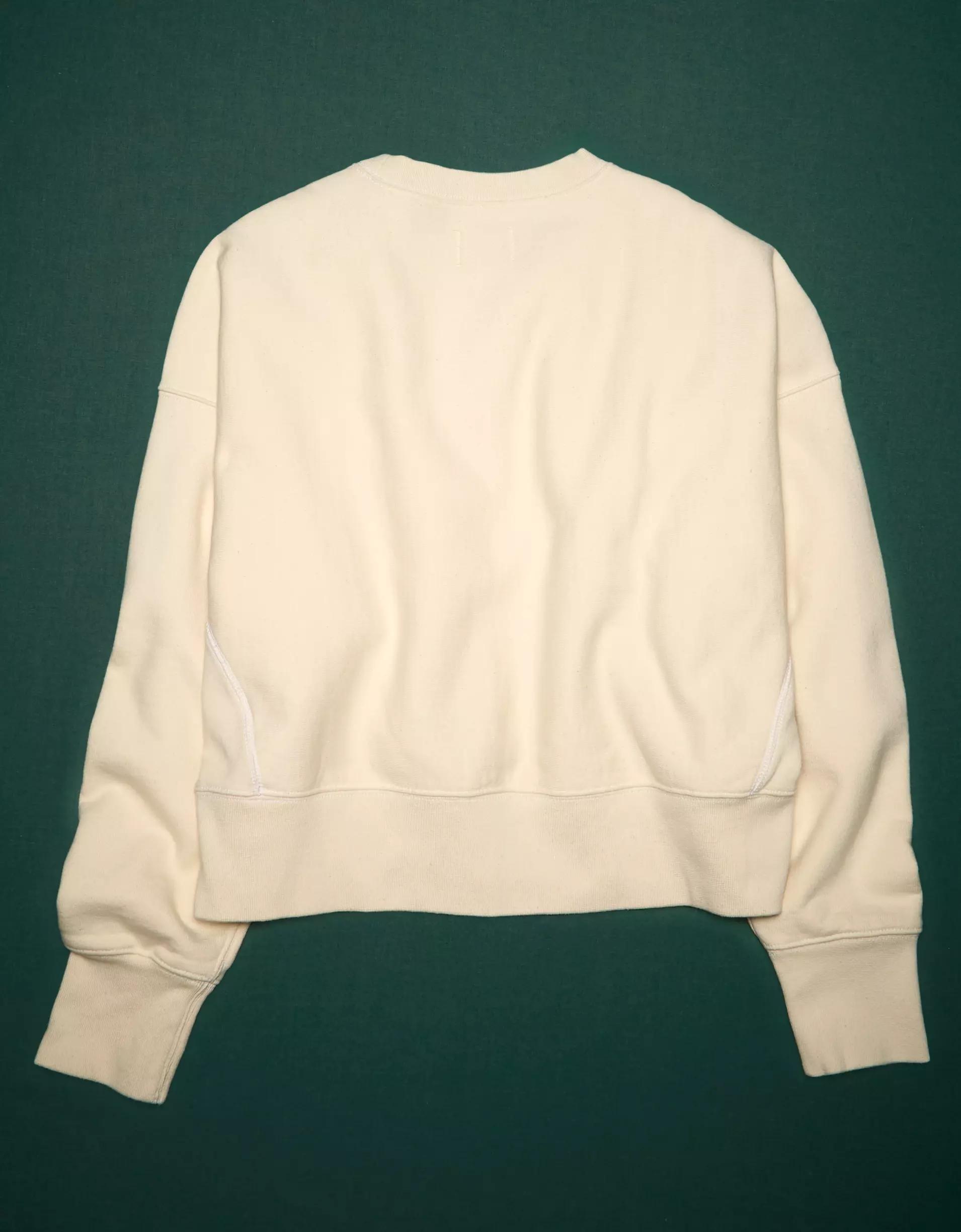 AE77 Premium Cropped Fleece Crewneck Sweatshirt Product Image