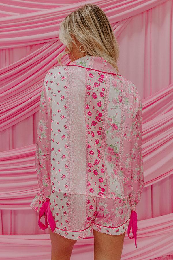 Paris Mornings Satin Floral Pajama Top Product Image