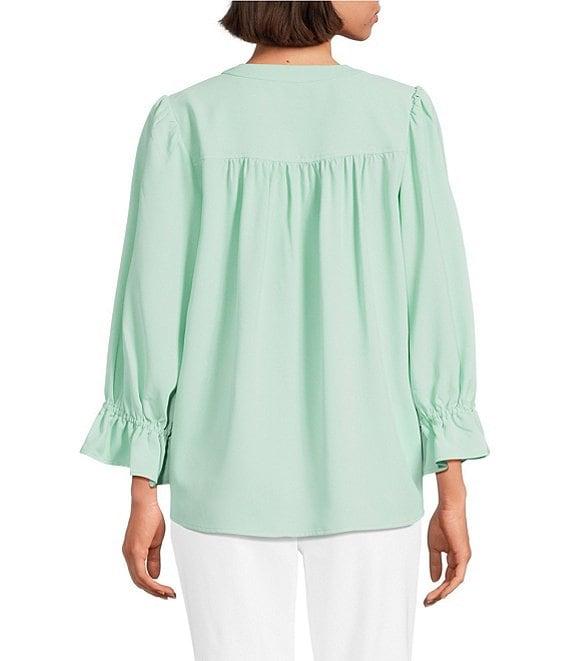 Investments Julie 3/4 Sleeve Y-Neck Button Down Blouse Product Image
