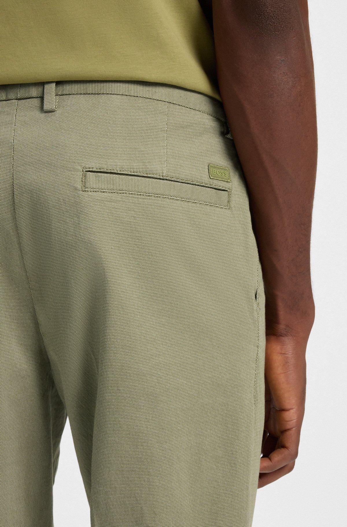 BOSS - Regular-fit trousers in printed stretch cotton - Green Product Image