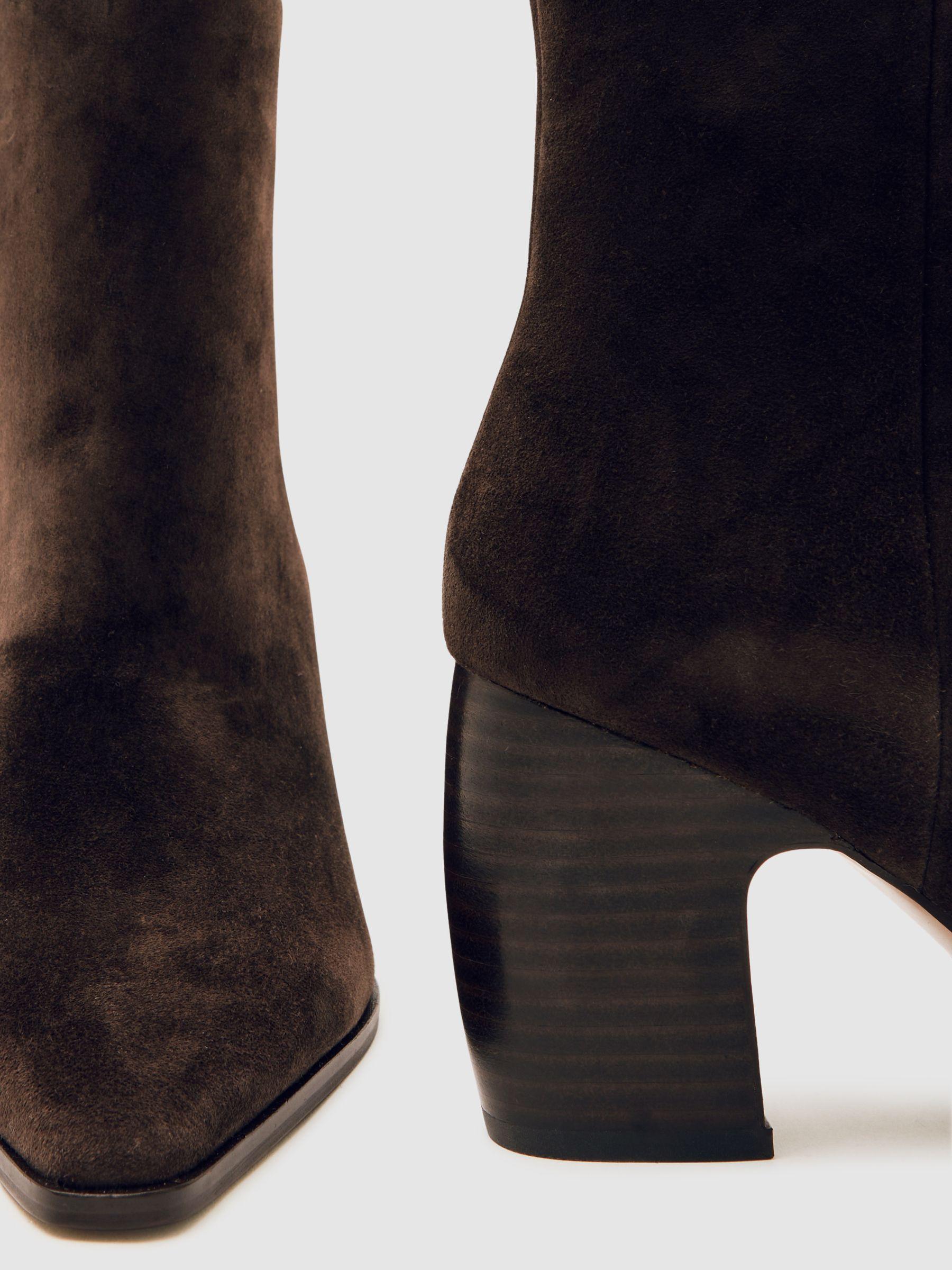 Suede Block-Heel Ankle Boots in Chocolate Product Image