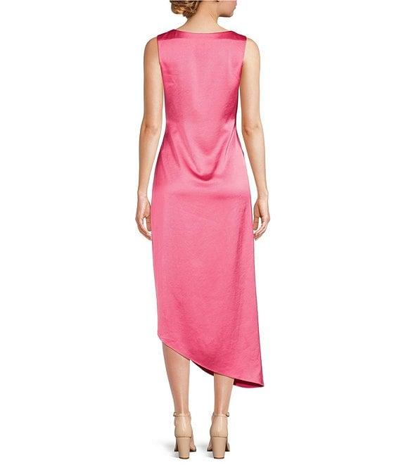 Alex Marie Monica Drapey Satin Sleeveless Midi Dress Product Image