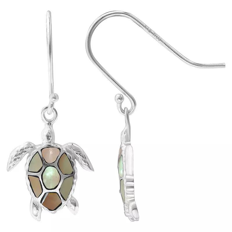 Aleure Precioso Silver Plated Abalone Turtle Drop Earrings, Women's, Silver Tone White Product Image
