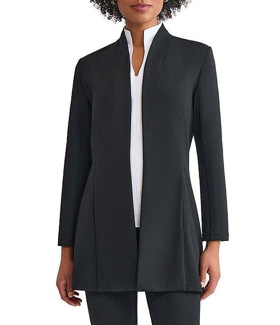 Ming Wang Stretch Crepe Modified Mandarin Open Front Bracelet Sleeve Jacket Product Image