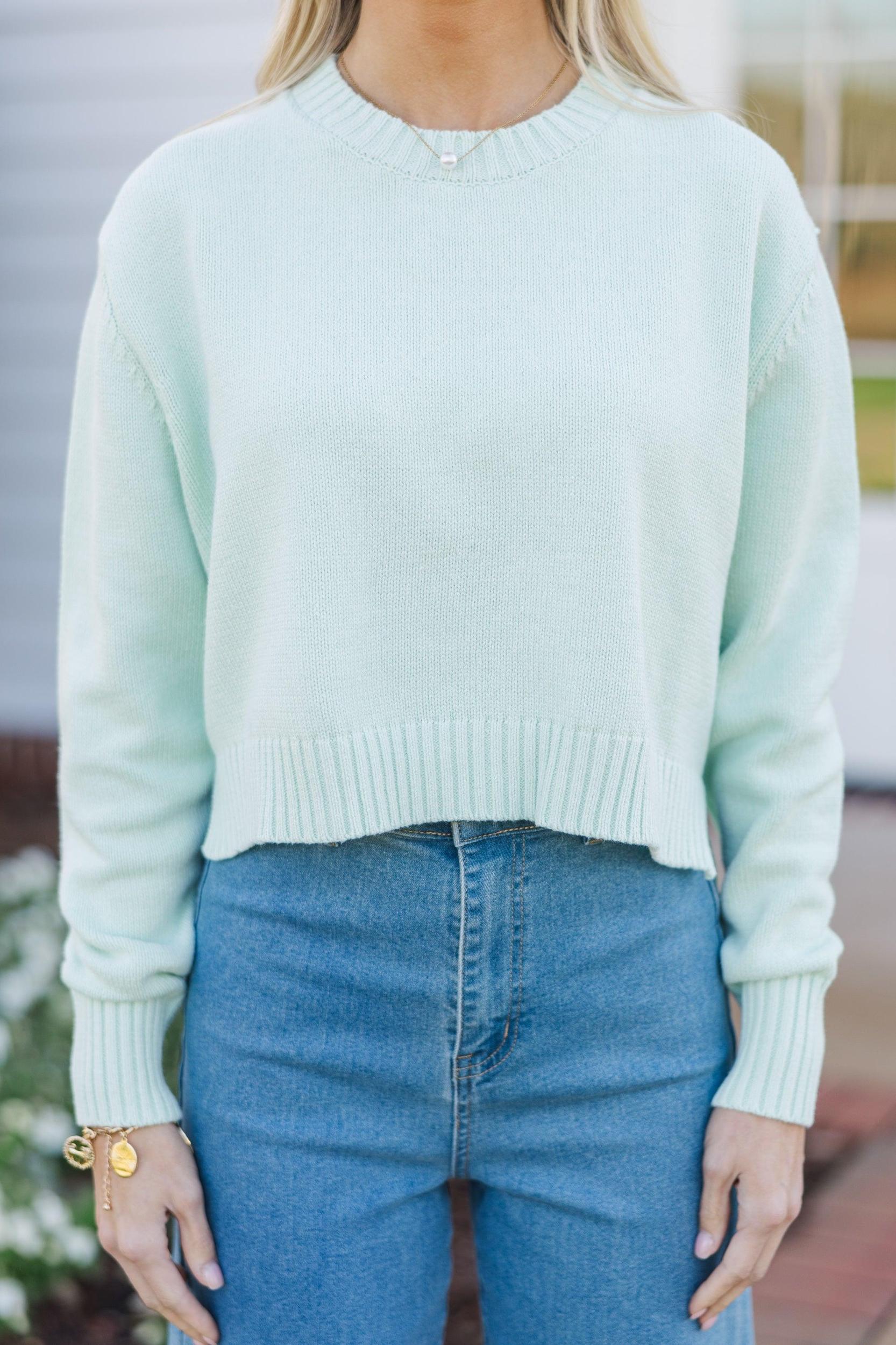 Lucky You Mint Green Cropped Sweater Female Product Image