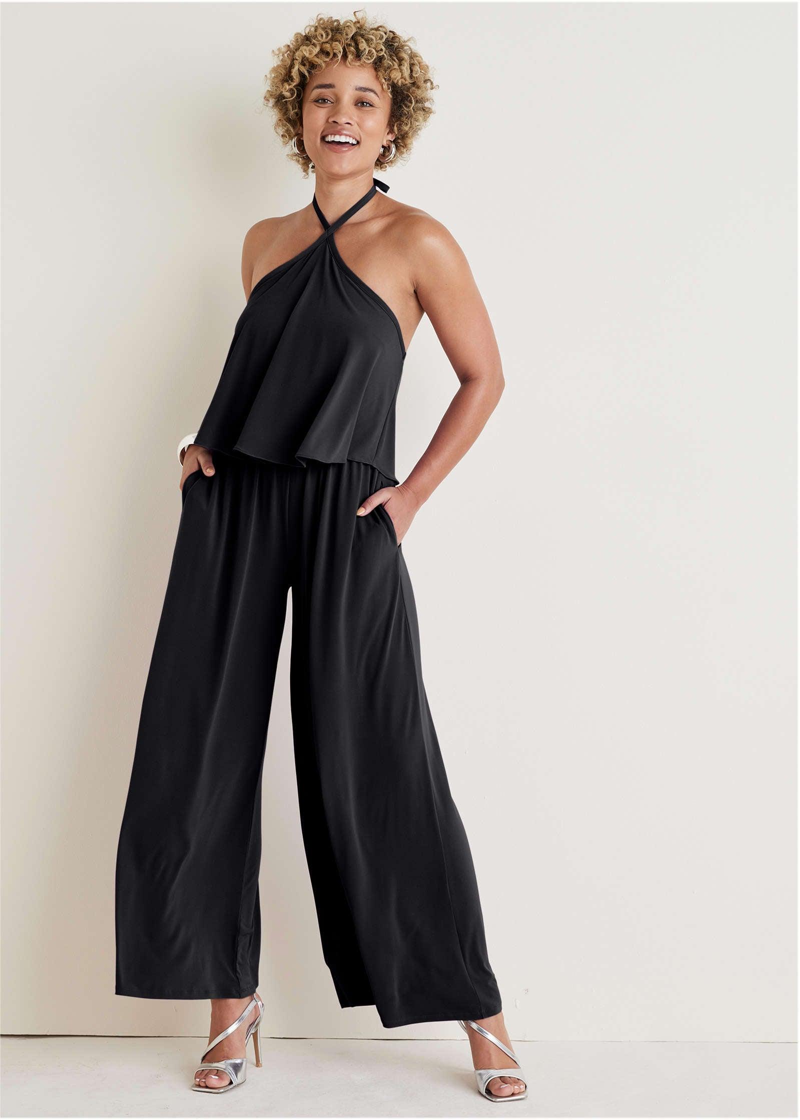 Cross Neck Jumpsuit - Black Product Image
