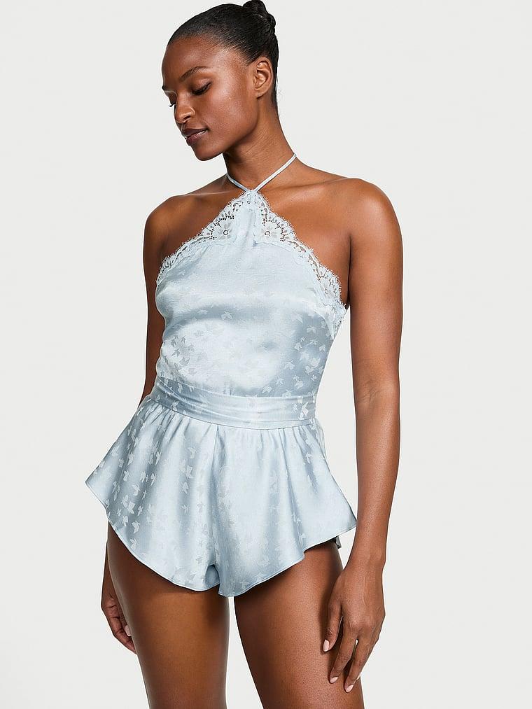 Tease Butterfly Satin Halter Flutter Romper Product Image