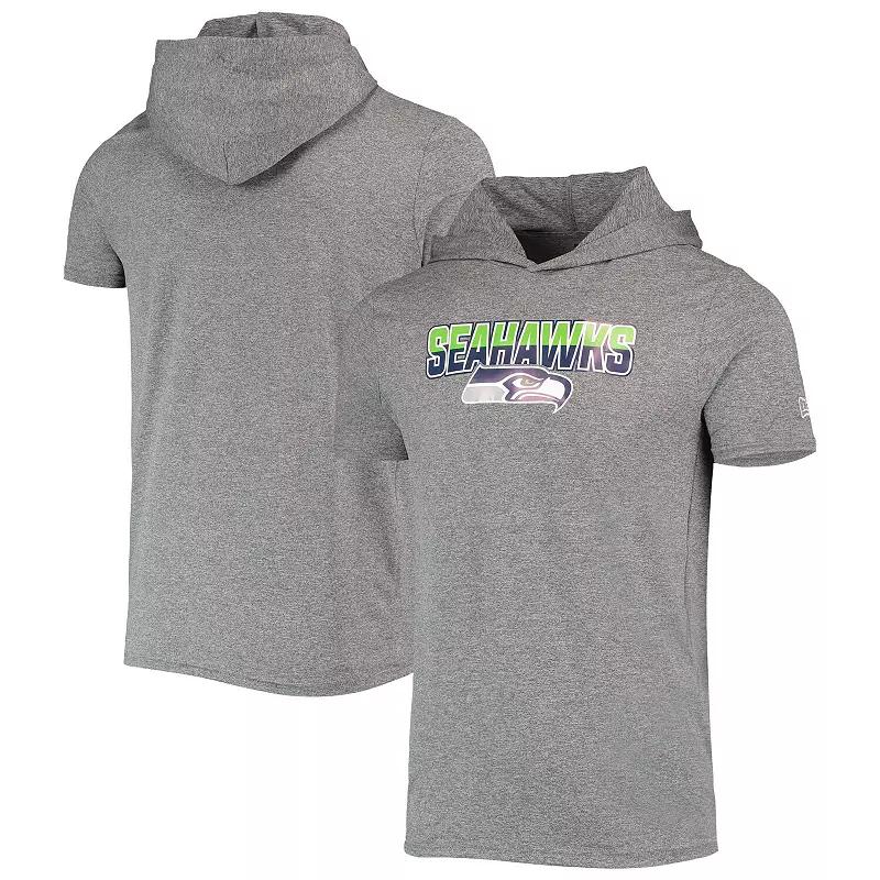 Men's New Era Heathered Gray Seattle Seahawks Team Brushed Hoodie T-Shirt,  Product Image