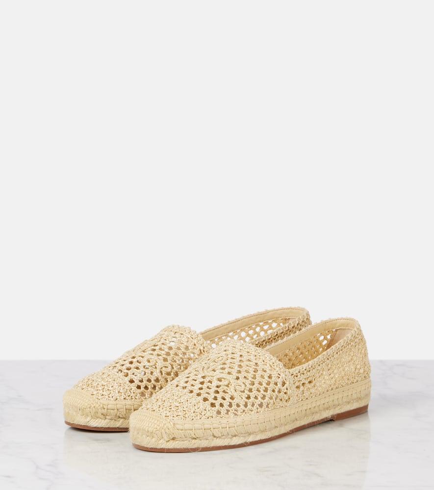 CHLOÉ Womens Chloe Isla Logo-embossed Crochet Espadrilles In Brown Product Image