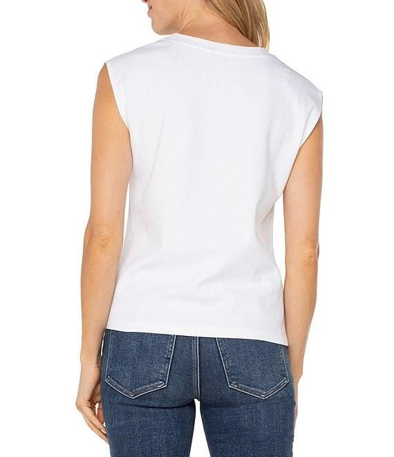 Liverpool Los Angeles Stretch Knit V-Neck Dolman Sleeve Embroidered Top Product Image