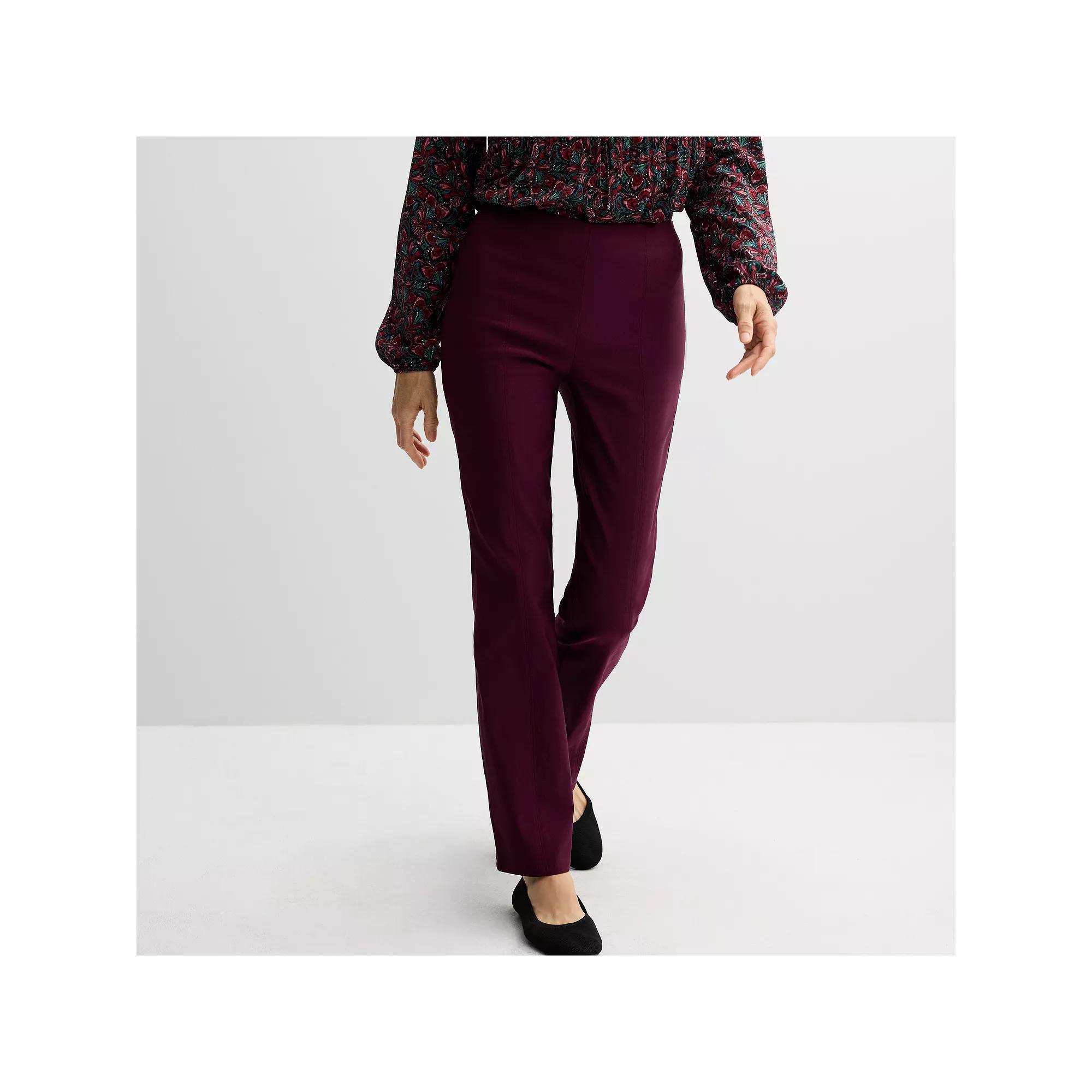 Women's Croft & Barrow® Seamed Straight Leg Pull-On Pants, Size: 18, Madeira Pink Product Image