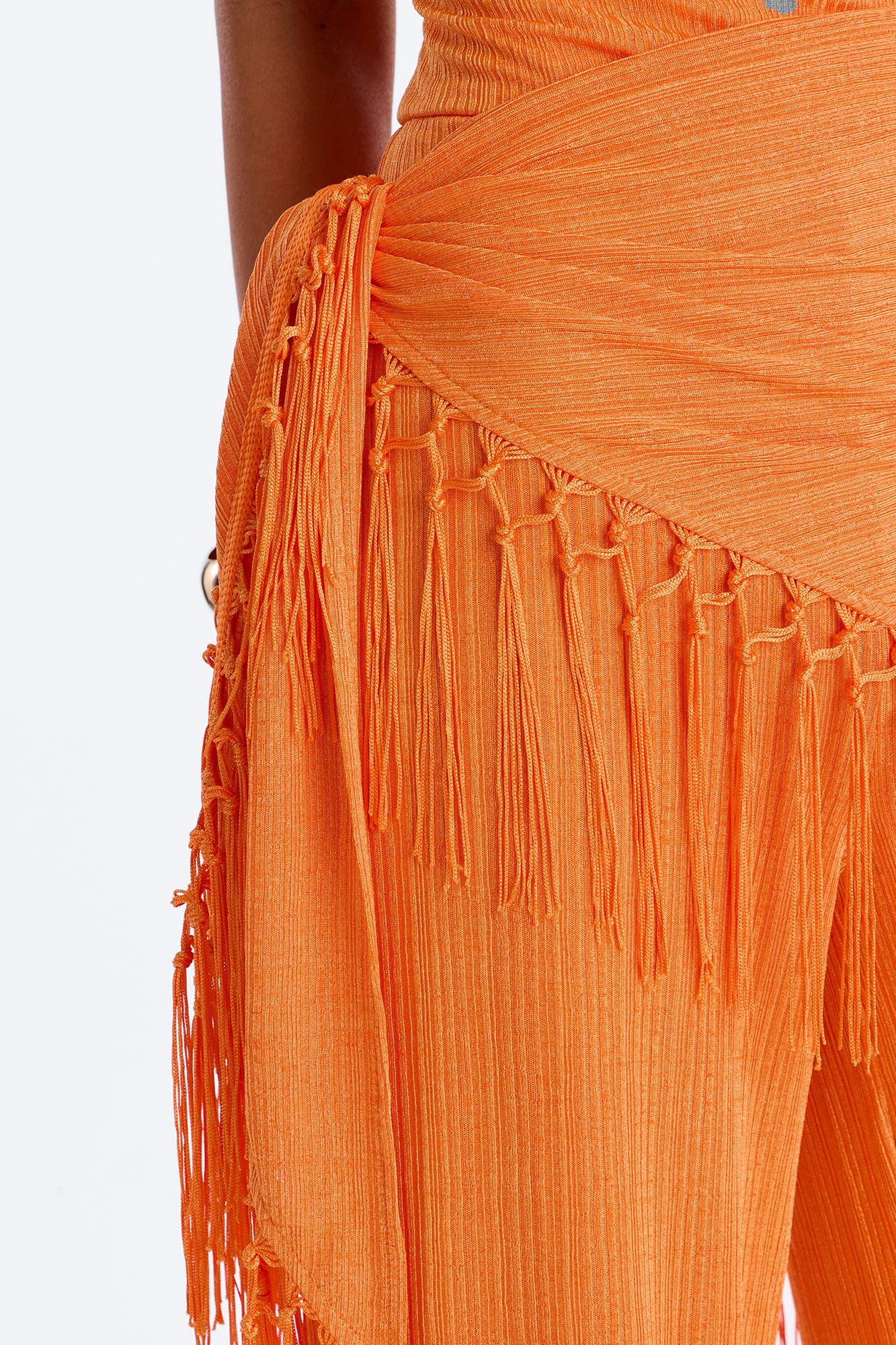Too Chic Jumpsuit And Waist Scarf Set - Orange Female Product Image